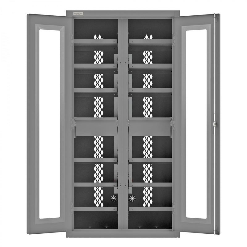 Durham Secure Charging Cabinet, 16 Gauge, 12 Shelves, 2 Drawers, 2 Power Strips, 36 x 24 x 72