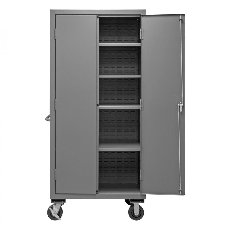 Durham Mobile Cabinet, 16 Gauge, 36 x 24 x 81, 4 Adjustable Shelves, Flush Doors