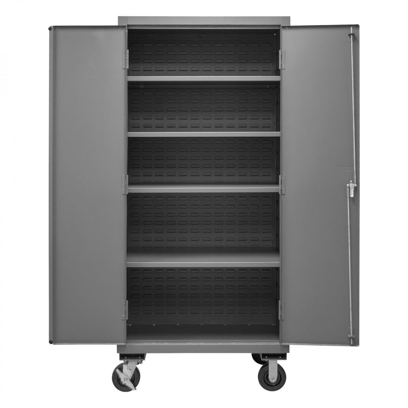 Durham Mobile Cabinet, 16 Gauge, 36 x 24 x 81, 4 Adjustable Shelves, Flush Doors