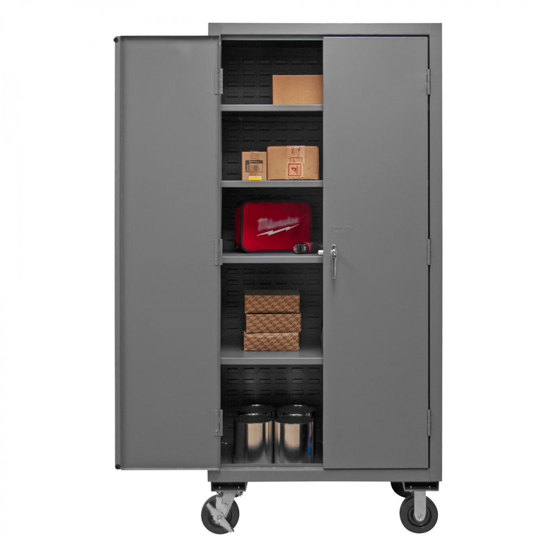 Durham Mobile Cabinet, 16 Gauge, 36 x 24 x 81, 4 Adjustable Shelves, Flush Doors