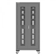 Durham Mobile Secure Charging Cabinet, 16 Gauge, 12 Shelves, 2 Drawers, 2 Power Strips, 36 x 24 x 78