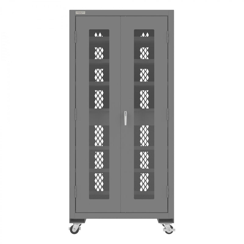 Durham Mobile Secure Charging Cabinet, 16 Gauge, 12 Shelves, 2 Drawers, 2 Power Strips, 36 x 24 x 78