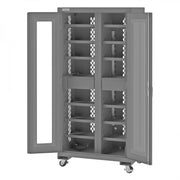Durham Mobile Secure Charging Cabinet, 16 Gauge, 12 Shelves, 2 Drawers, 2 Power Strips, 36 x 24 x 78