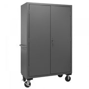 Durham Mobile Cabinet, 16 Gauge, 48 x 24 x 81, 2 Adjustable Shelves, 18 Blue Bins, Flush Doors