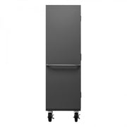 Durham Mobile Cabinet, 16 Gauge, 48 x 24 x 81, 2 Adjustable Shelves, 18 Yellow Bins, Flush Doors