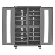 Durham Mobile, Secure, Tool Charging Cabinet, 16 Gauge, 12 Shelves, 2 Drawers, 2 Power Strips