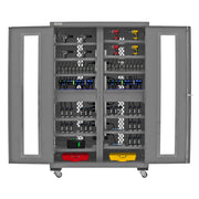 Durham Mobile, Secure, Tool Charging Cabinet, 16 Gauge, 12 Shelves, 2 Drawers, 2 Power Strips