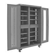 Durham Mobile, Secure, Tool Charging Cabinet, 16 Gauge, 12 Shelves, 2 Drawers, 2 Power Strips
