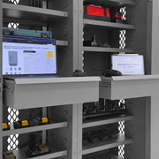 Durham Mobile, Secure, Tool Charging Cabinet, 16 Gauge, 12 Shelves, 2 Drawers, 2 Power Strips