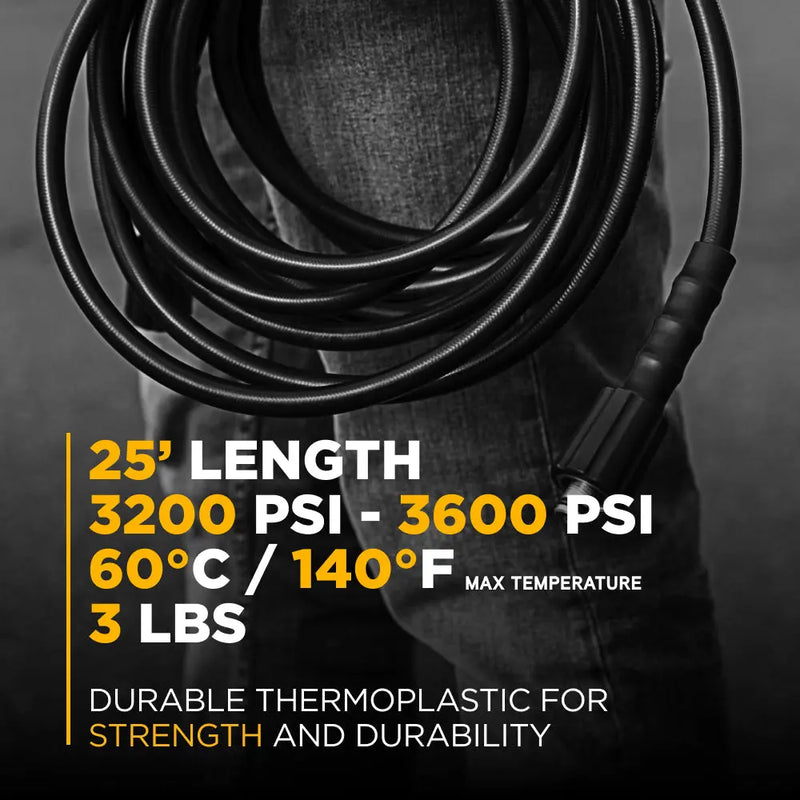25' 3200PSI 1/4" Thermoplastic Hose BE Power Equipment