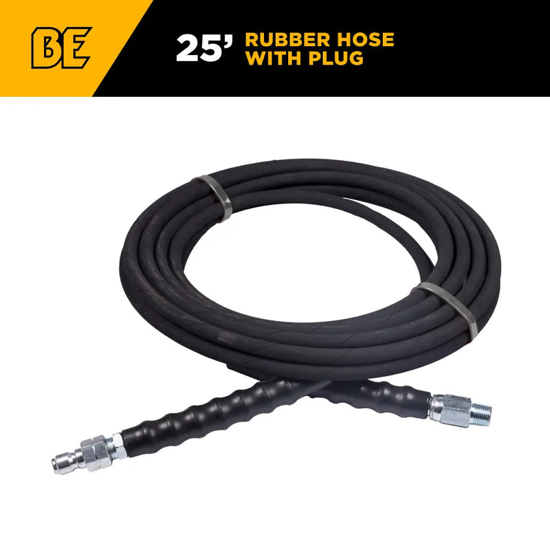 25' 4000PSI 1/4" Rubber Hose BE Power Equipment