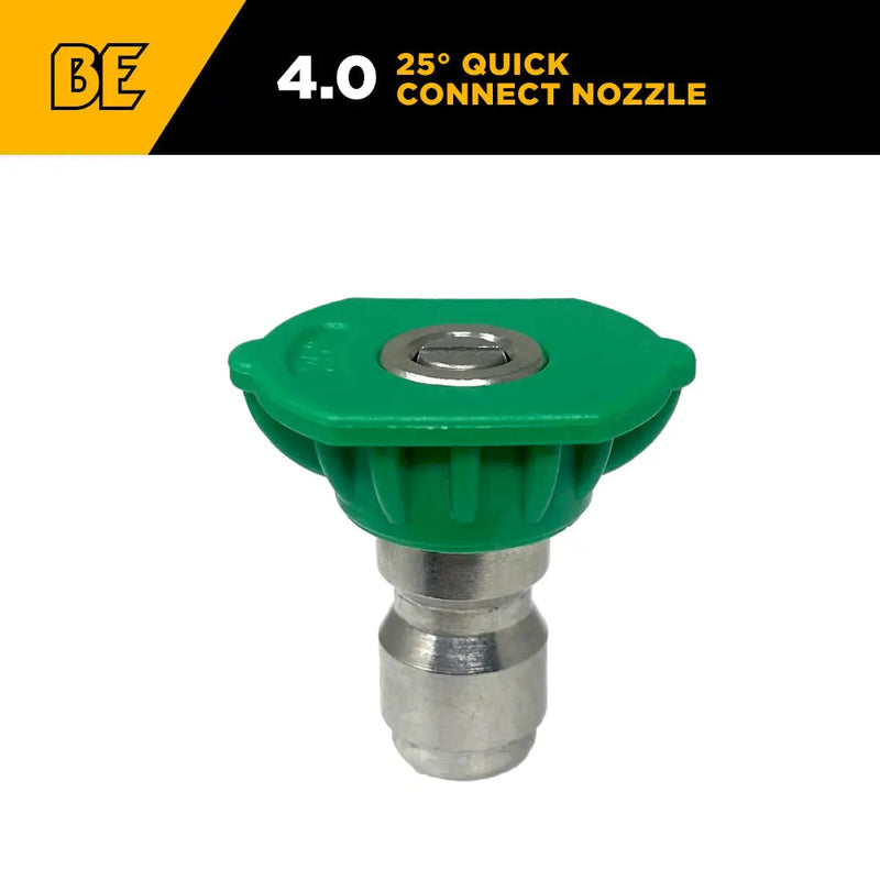 25° Quick Connect Pressure Washer Nozzle – 4.0 Orifice - Retail Ready Packaging BE Power Equipment
