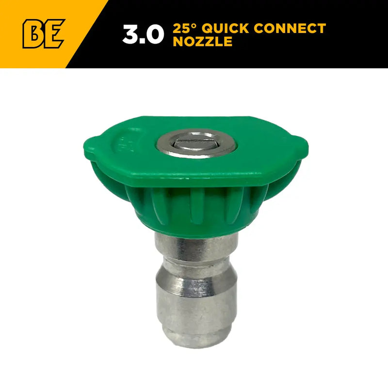 25° Quick Connect Spray Pressure Washer Green Nozzle - 3.0 Orifice BE Power Equipment