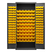 Durham Cabinet, 16 Gauge, 36 x 18 x 84, 156 Yellow Bins, Flush Doors with Louvered Panel, Lockable