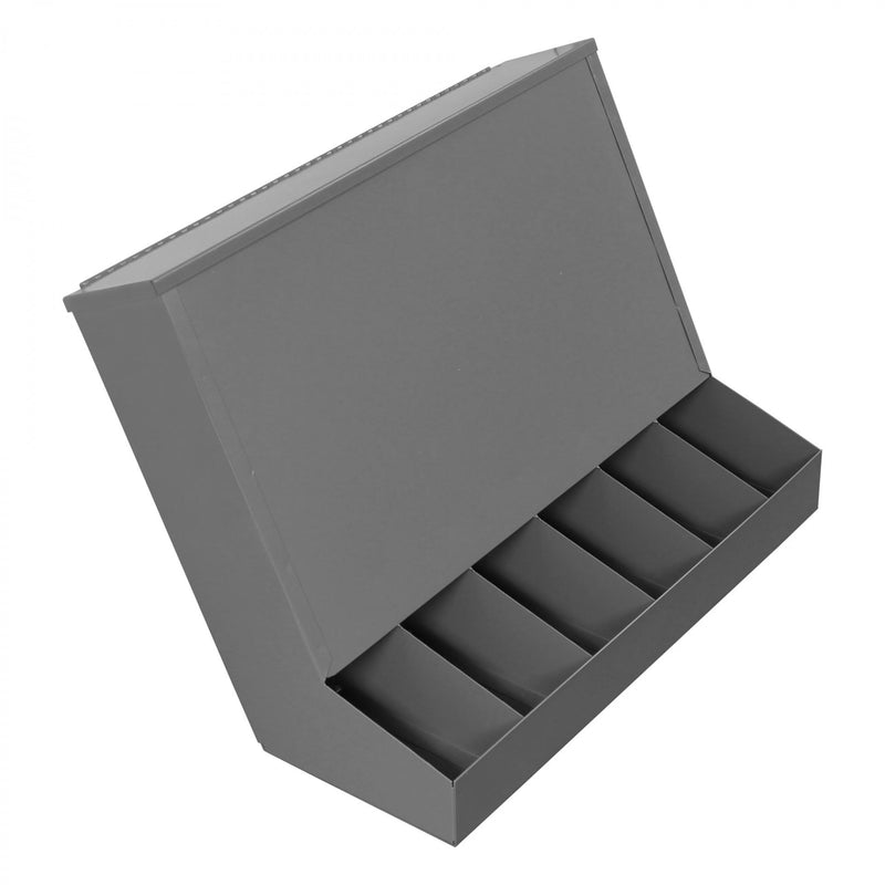 Durham Gravity Feed Dispenser with Lid, 6 Compartments, Wall Mountable, Gray