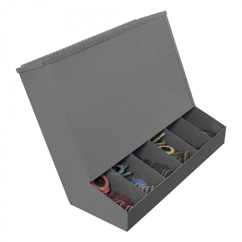 Durham Gravity Feed Dispenser with Lid, 6 Compartments, Wall Mountable, Gray