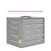 Durham Plastic Compartment Rack For 5 Small Plastic Compartment Boxes, Gray