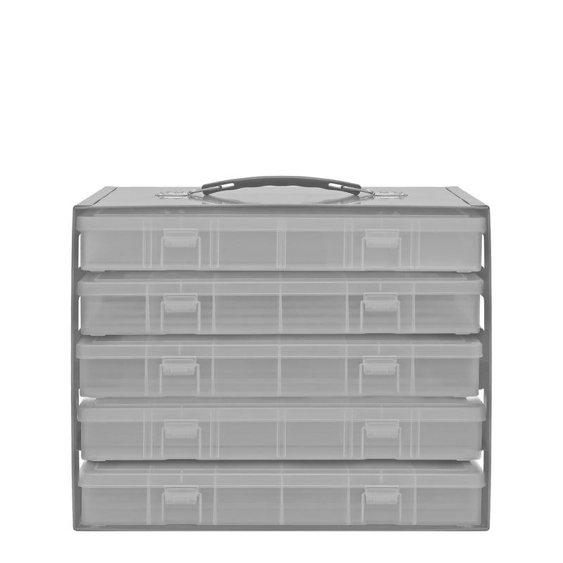 Durham Plastic Compartment Rack For 5 Small Plastic Compartment Boxes, Gray
