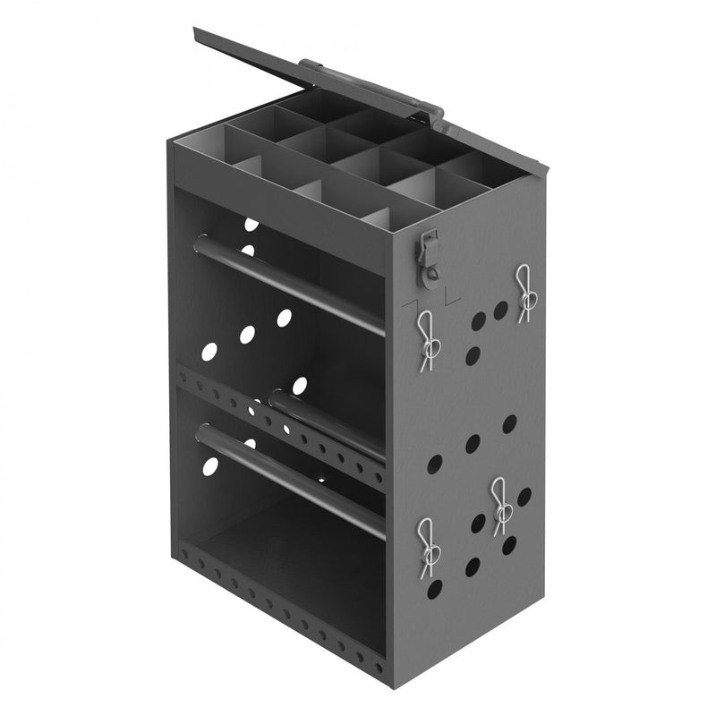 Durham Small Wire And Terminal Storage Cabinet, 4 Rods, Insert With 12 Compartments, Gray