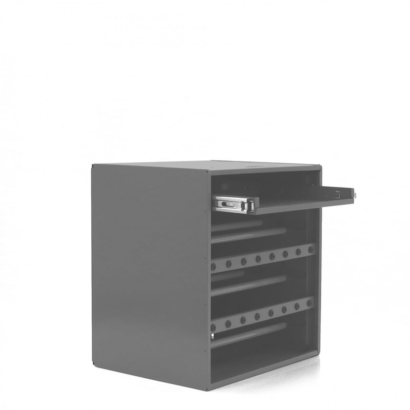 Durham Wire And Terminal Storage Cabinet, 6 rods, 20 Compartments, 16 Rubberized Grommets, Gray