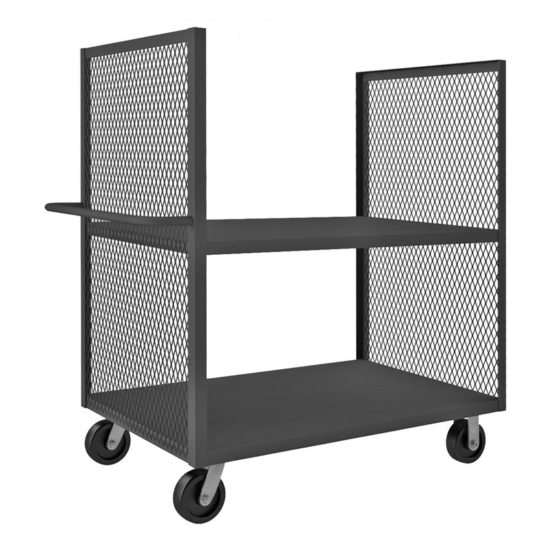 Durham 2 Sided Mesh Truck With 6" X 2" Phenolic Casters, (2) Rigid, (2) Swivel