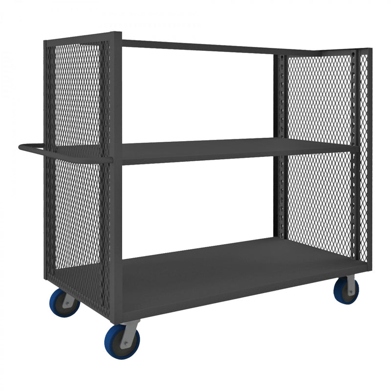 Durham 2 Sided Mesh Truck With 6" X 2" Polyurethane Casters, (2) Rigid, (2) Swivel