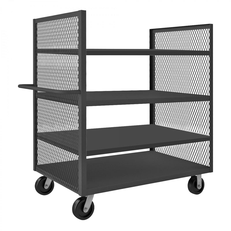 Durham 2 Sided Mesh Truck With 6" X 2" Phenolic Casters, (2) Rigid, (2) Swivel, Gray