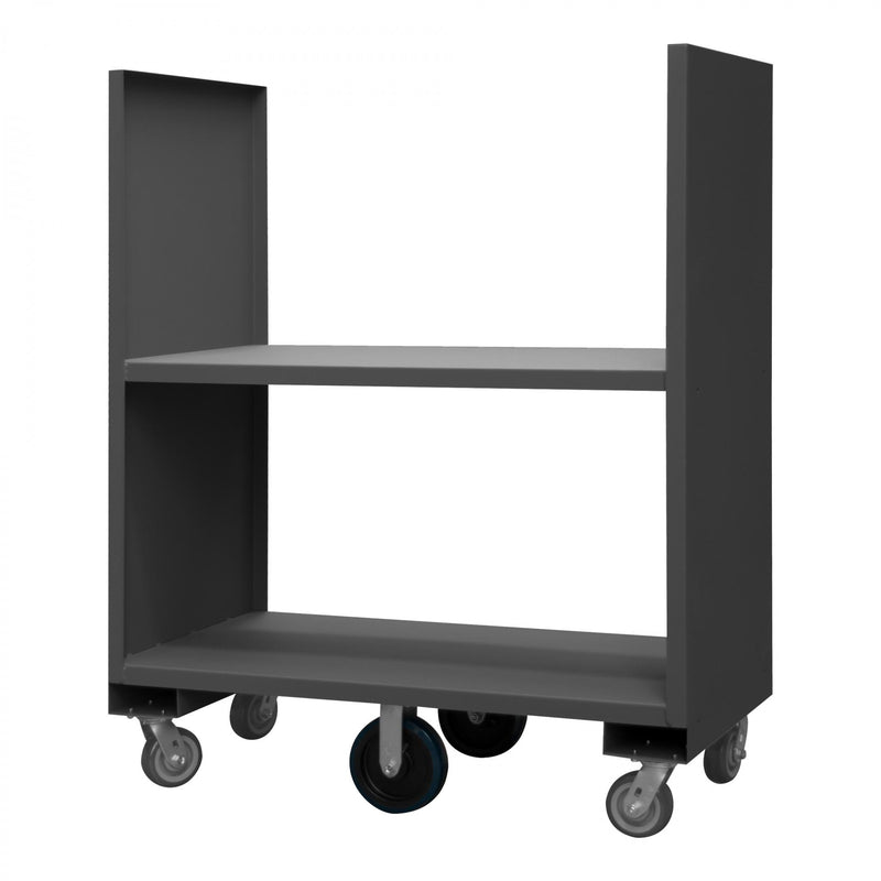 Durham 2 Sided Solid Stock Truck With 8" X 2" Polyurethane Casters, (2) Rigid And (4) Swivel, Gray