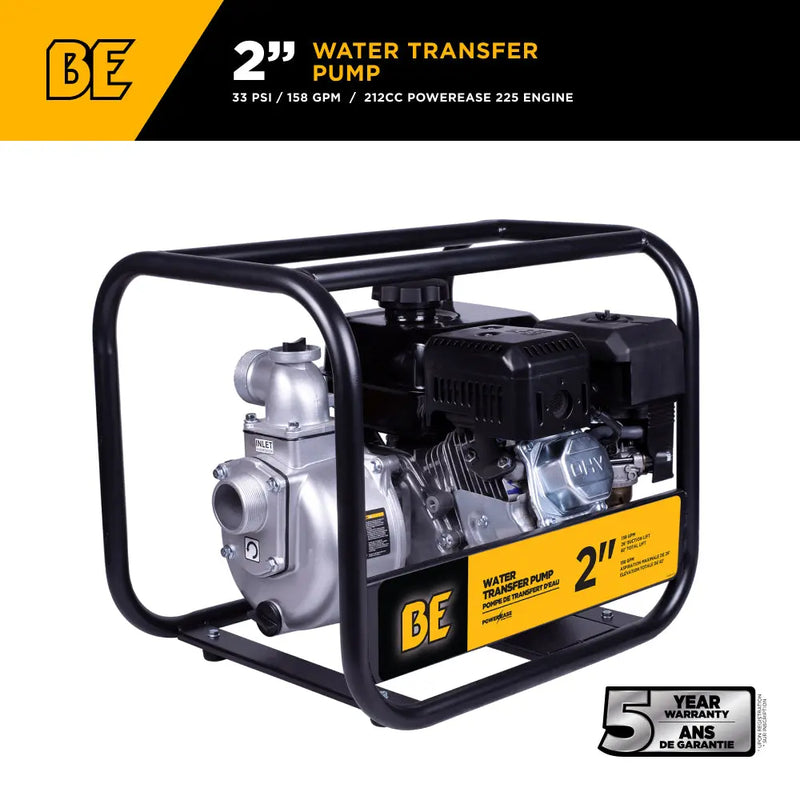 2" 33PSI 158GPM Water Transfer Pump with Powerease 225 Engine BE Power Equipment