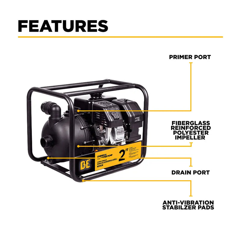 2" Chemical Transfer Pump with Kohler SH270 Engine BE Power Equipment