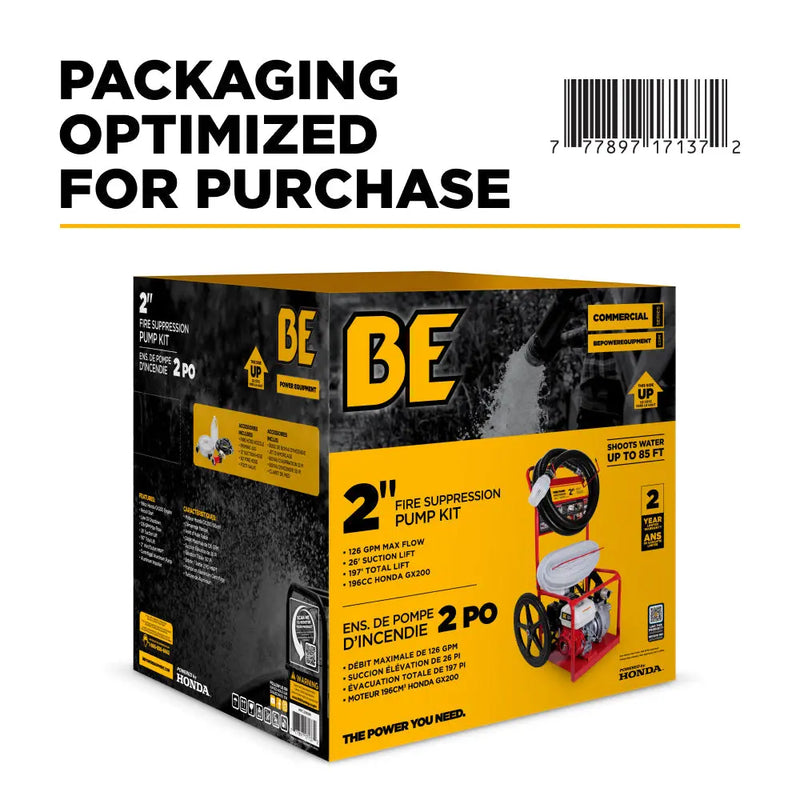 2" Firefighting Water Pump with Honda GX200 Engine BE Power Equipment