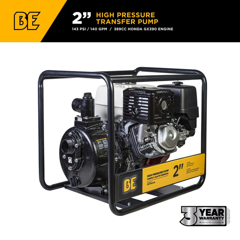 2" High-Pressure Water Transfer Pump with Honda GX390 Engine BE Power Equipment