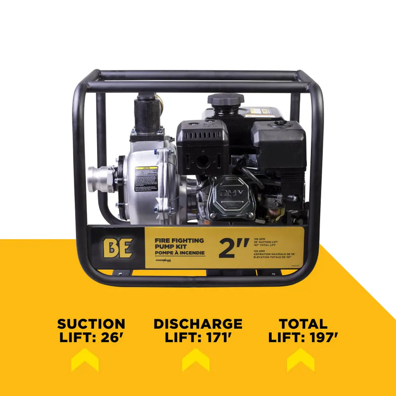 2" High-Pressure Water Transfer Pump with Powerease 225 Engine BE Power Equipment