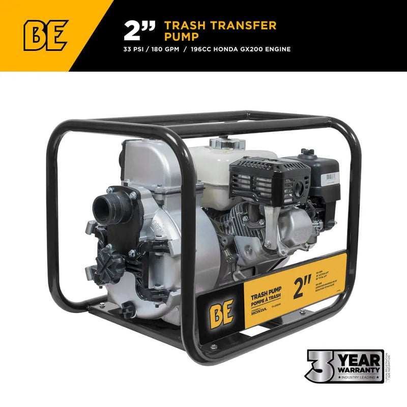 2" Trash Transfer Pump with Honda GX200 Engine BE Power Equipment
