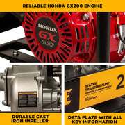 2" Water Transfer Pump with Honda GX200 Engine BE Power Equipment
