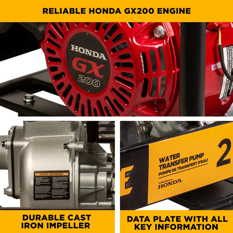 2" Water Transfer Pump with Honda GX200 Engine BE Power Equipment