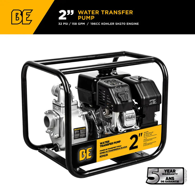 2" Water Transfer Pump with Kohler SH270 Engine BE Power Equipment