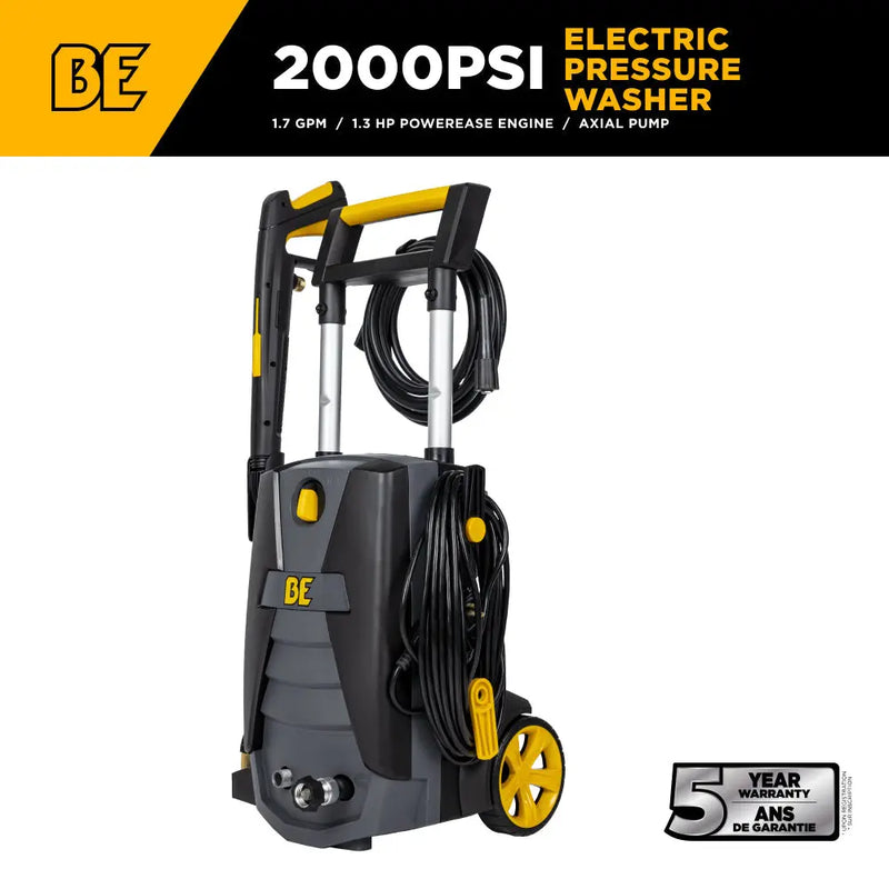 2,000 PSI 1.7 GPM Electric Pressure Washer with Powerease Motor and AR Axial Pump - P1915EN BE Power Equipment