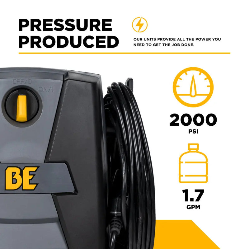 2,000 PSI 1.7 GPM Electric Pressure Washer with Powerease Motor and AR Axial Pump - P1915EN BE Power Equipment