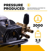 2,000 PSI 3.5 GPM 5.0 HP Electric Pressure Washer with Baldor Motor and Centurion Triplex Pump - B205EA BE Power Equipment