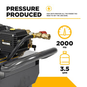 2,000 PSI 3.5 GPM 5.0 HP Electric Pressure Washer with Baldor Motor and General Triplex Pump - B205EG BE Power Equipment