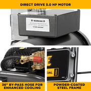 2,000 PSI 3.5 GPM 5.0 HP Electric Pressure Washer with Baldor Motor and General Triplex Pump - B205EG BE Power Equipment