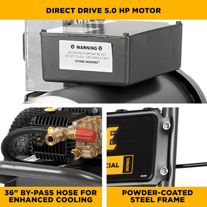 2,000 PSI 3.5 GPM 5.0 HP Electric Pressure Washer with Baldor Motor and General Triplex Pump - B205EG BE Power Equipment