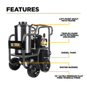 2,000 PSI - 3.5 GPM Hot Water Electric Pressure Washer with Triplex Pump - HW205EBA BE Power Equipment