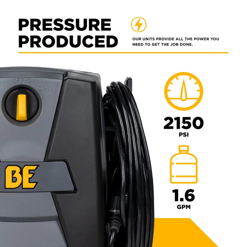 2,150 PSI 1.6 GPM Electric Pressure Washer with Powerease Motor and AR Axial Pump - P2115EN BE Power Equipment