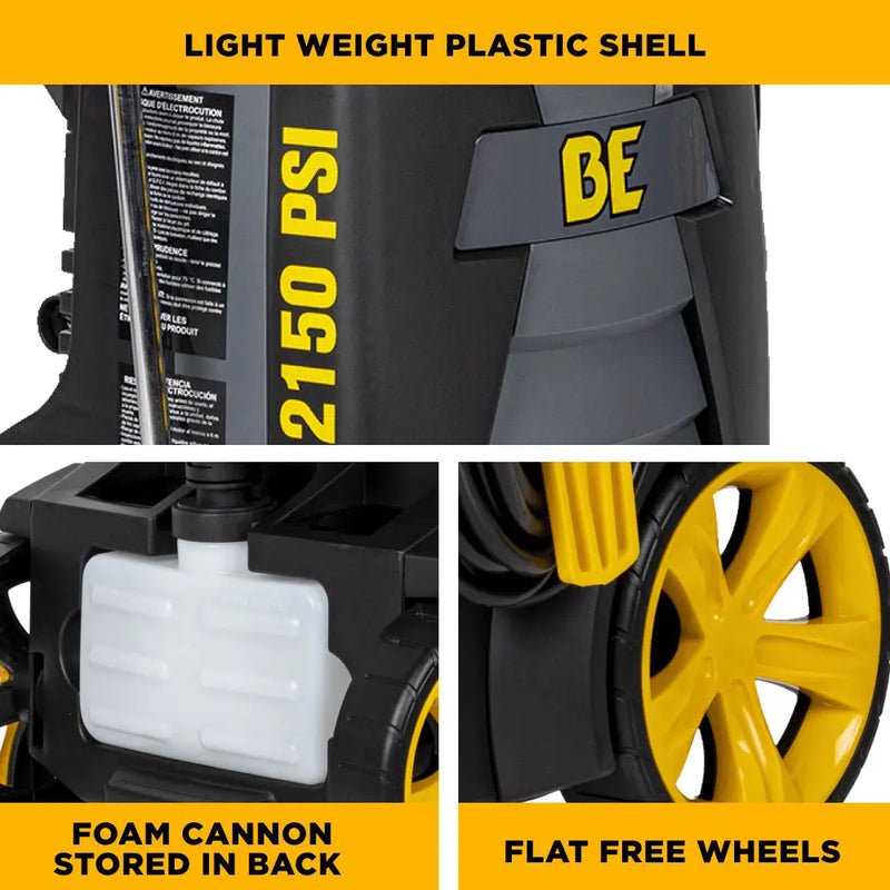 2,150 PSI 1.6 GPM Electric Pressure Washer with Powerease Motor and AR Axial Pump - P2115EN BE Power Equipment
