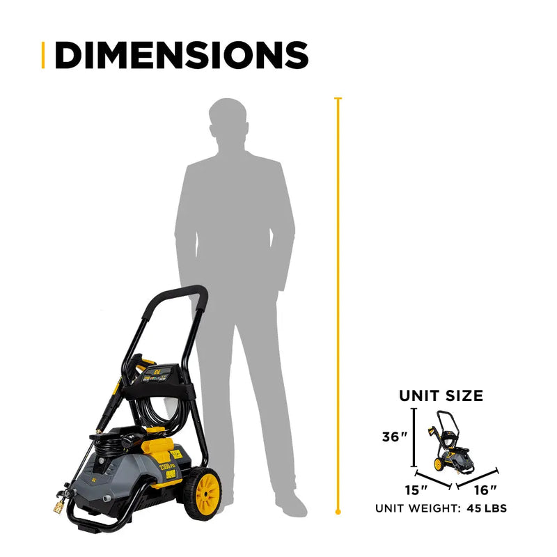 2,300 PSI 1.7 GPM Electric Pressure Washer with Powerease Motor and AR Axial Pump - P2314EN BE Power Equipment