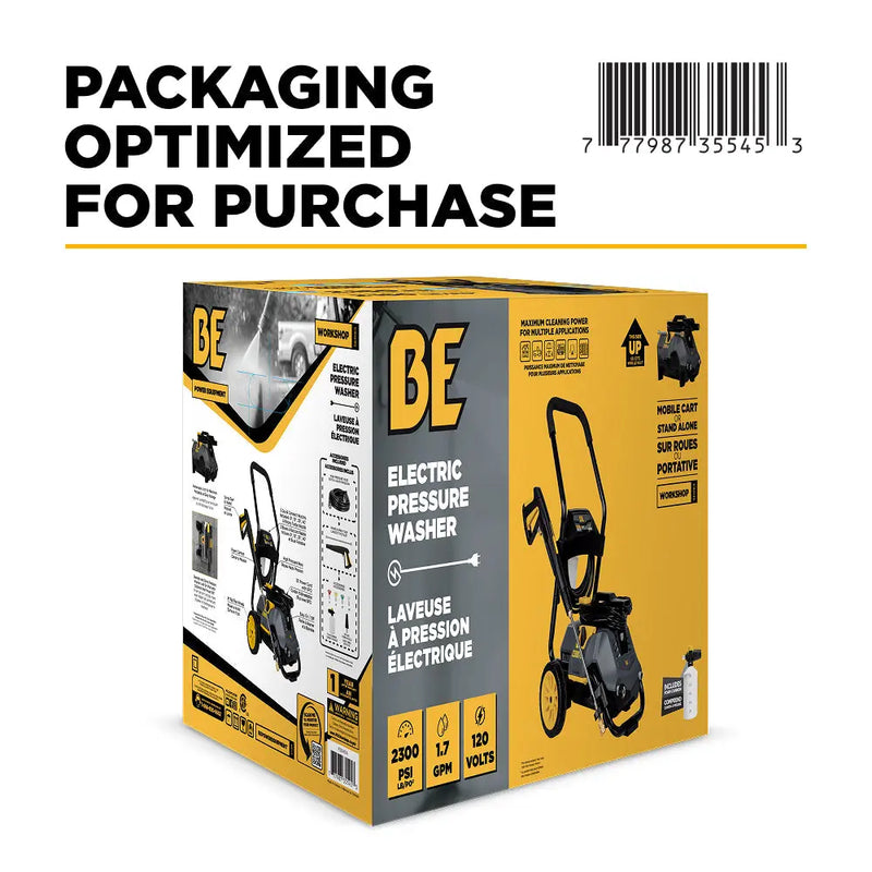 2,300 PSI 1.7 GPM Electric Pressure Washer with Powerease Motor and AR Axial Pump - P2314EN BE Power Equipment