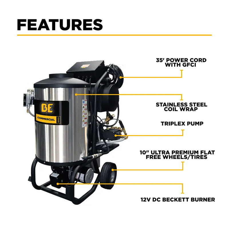 2,300 PSI 4.0 GPM Hot Water Electric Pressure Washer with Comet Triplex Pump - 42-6 BE Power Equipment
