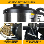 2,300 PSI 4.0 GPM Hot Water Electric Pressure Washer with Comet Triplex Pump - 42-6 BE Power Equipment